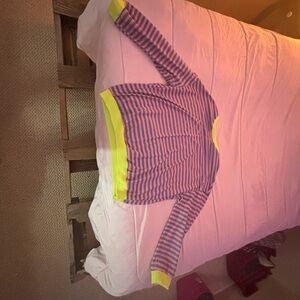SHEIN Pink and Yellow Striped Sweater